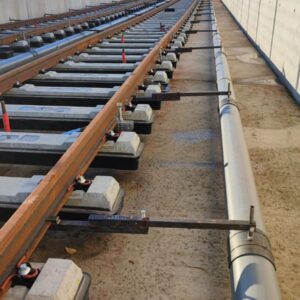 Support d'un coffrage téléscopique d'un chantier de ligne de métro.